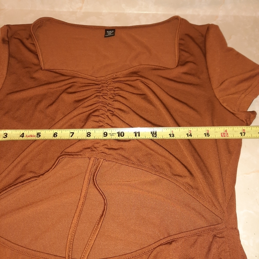 SHEIN Brown Ruched Mini Dress - Picture 7 of 10